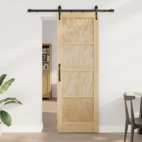 vidaXL Csúszó ajtó ORKDAL Természetes 73,5 x 211 cm Tömör Fenyőfa