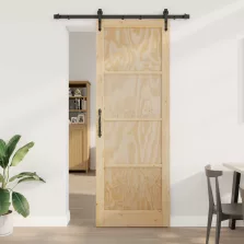   vidaXL Csúszó ajtó ORKDAL Természetes 83 x 232 cm Tömör Fenyőfa