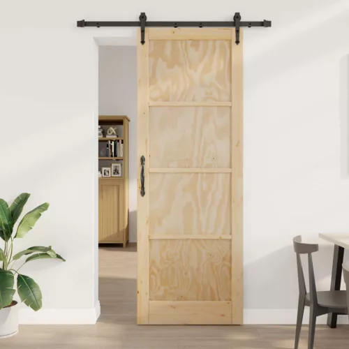 vidaXL Csúszó ajtó ORKDAL Természetes 83 x 232 cm Tömör Fenyőfa