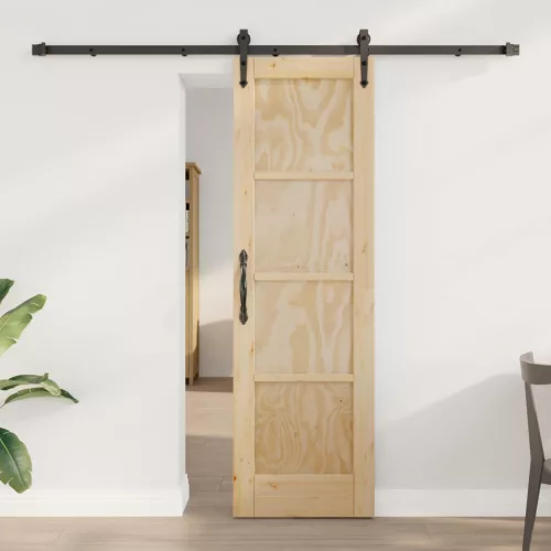 vidaXL Csúszó ajtó ORKDAL Természetes 61 x 198,5 cm Tömör Fenyőfa