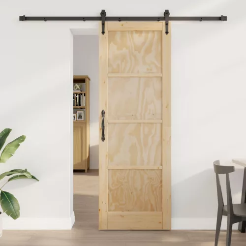 vidaXL Csúszó ajtó ORKDAL Természetes 73,5 x 211 cm Tömör Fenyőfa