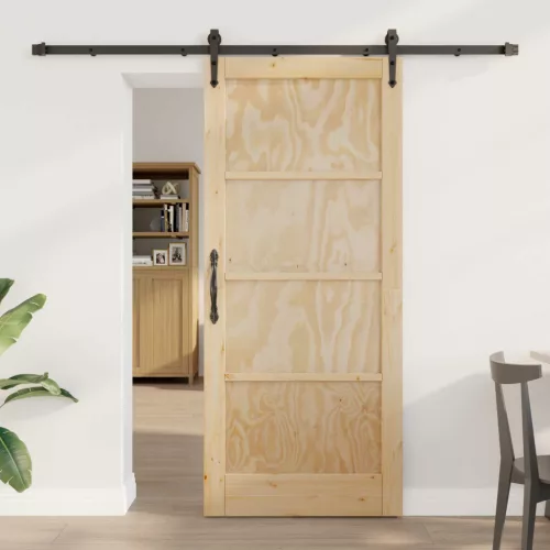 vidaXL Csúszó ajtó ORKDAL Természetes 86 x 198,5 cm Tömör Fenyőfa
