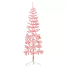  vidaXL rózsaszín vékony fél műkarácsonyfa állvánnyal 180 cm