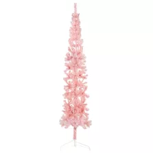   vidaXL rózsaszín vékony fél műkarácsonyfa állvánnyal 240 cm