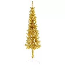   vidaXL arany vékony fél műkarácsonyfa állvánnyal 120 cm