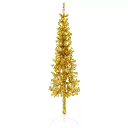 vidaXL arany vékony fél műkarácsonyfa állvánnyal 120 cm