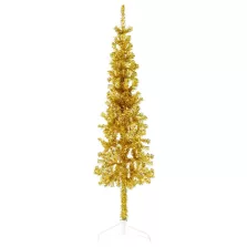   vidaXL arany vékony fél műkarácsonyfa állvánnyal 150 cm