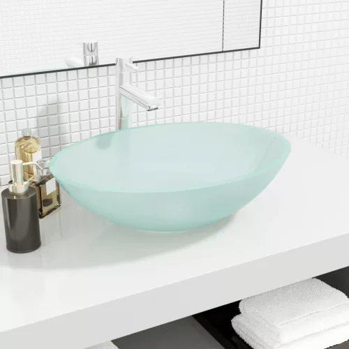 vidaXL fehér üveg matt 50 x 37 x 14 cm