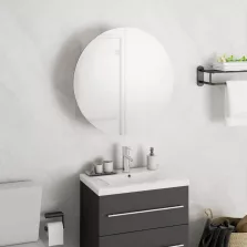   vidaXL fehér fürdőszobai szekrény kerek tükörrel/LED-del 40x40x17,5 cm