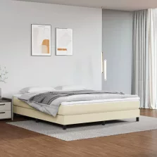   vidaXL krémszínű műbőr zsebrugós ágymatrac közepes keménységű 160x200x20 cm