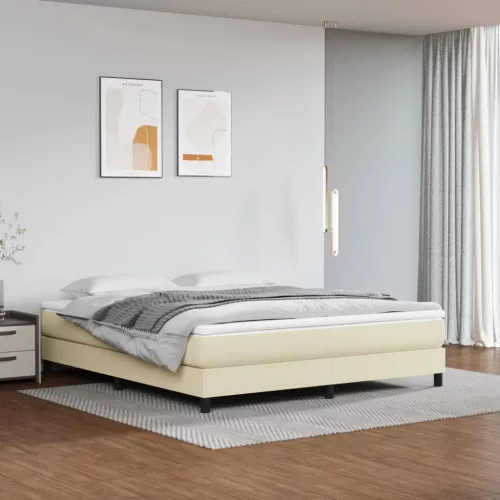 vidaXL krémszínű műbőr zsebrugós ágymatrac közepes keménységű 160x200x20 cm