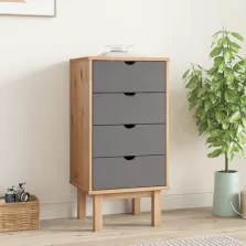   vidaXL OTTA barna és szürke tömör fenyőfa fiókos szekrény 45x39x90 cm