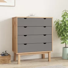   vidaXL OTTA barna-szürke tömör fenyőfa éjjeliszekrény 76,5x39,5x90 cm