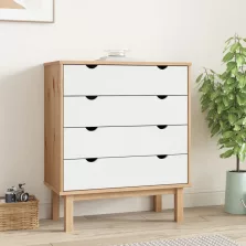   vidaXL OTTA barna-fehér tömör fenyőfa fiókos szekrény 76,5x39,5x90 cm