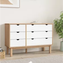   vidaXL OTTA barna-fehér tömör fenyőfa éjjeliszekrény 111x43x73,5 cm