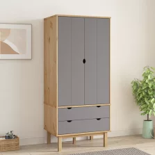   vidaXL OTTA barna és szürke tömör fenyőfa gardrób 76,5 x 53 x 172 cm