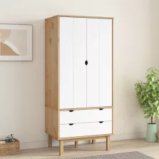   vidaXL OTTA barna és fehér tömör fenyőfa gardrób 76,5 x 53 x 172 cm