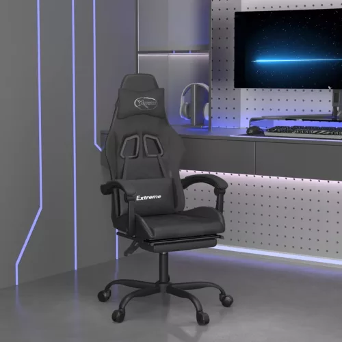 vidaXL fekete műbőr forgó játékszék lábtartóval