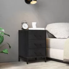   vidaXL fekete tömör újrahasznosított fenyőfa éjjeliszekrény 40x30x55cm