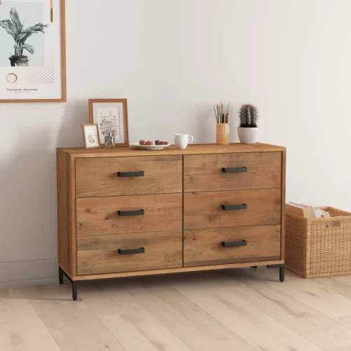 vidaXL barna tömör újrahasznosított fenyőfa tálalószekrény 110x35x70cm