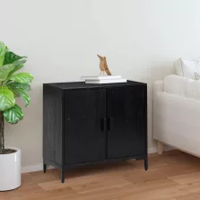   vidaXL fekete tömör újrahasznosított fenyő tálalószekrény 75x35x70 cm