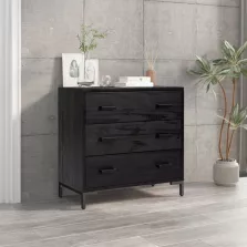   vidaXL fekete tömör fenyőfa fiókos szekrény 75 x 35 x 70 cm