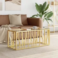   vidaXL üveg és rozsdamentes acél dohányzóasztal 110x45x45 cm