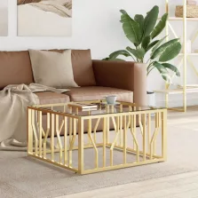   vidaXL ezüstszínű üveg és rozsdamentes acél dohányzóasztal 80x80x40 cm