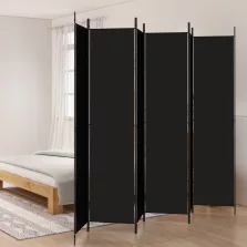 vidaXL 6 paneles fekete szövet térelválasztó 300x220 cm