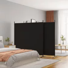 vidaXL 4 paneles fekete szövet térelválasztó 698x180 cm