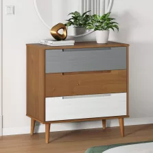   vidaXL MOLDE barna tömör fenyőfa fiókos szekrény 80 x 40 x 80 cm