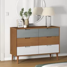   vidaXL MOLDE barna tömör fenyőfa fiókos szekrény 113 x 40 x 80 cm