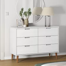   vidaXL MOLDE fehér tömör fenyőfa fiókos szekrény 113 x 40 x 80 cm