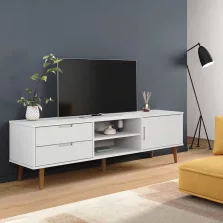   vidaXL MOLDE fehér tömör fenyőfa TV-szekrény 158 x 40 x 49 cm