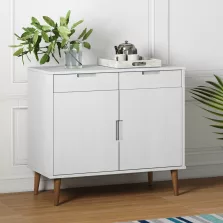   vidaXL MOLDE fehér tömör fenyőfa tálalószekrény 90 x 40 x 80 cm