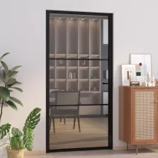   vidaXL fekete ESG üveg és alumínium beltéri ajtó 102,5 x 201,5 cm