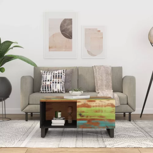 vidaXL tömör újrahasznosított és szerelt fa dohányzóasztal 80x50x40 cm