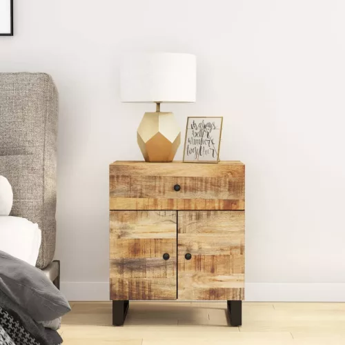 vidaXL tömör mangófa és szerelt fa éjjeliszekrény 50 x 33 x 60 cm