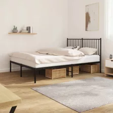 vidaXL fekete fém ágykeret fejtámlával 140 x 200 cm