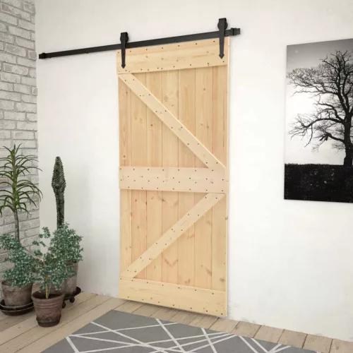 vidaXL Ajtó NARVIK Természetes 80 x 210 cm Szilárd Fenyőfa
