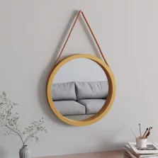 vidaXL aranyszínű fali tükör pánttal Ø 55 cm