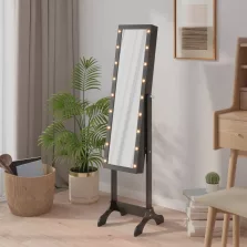   vidaXL fekete szabadon álló tükör LED-del 34 x 37 x 146 cm