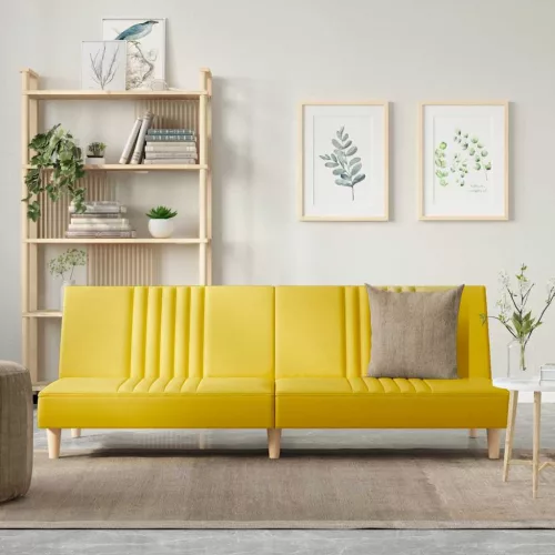 vidaXL világossárga szövet kanapéágy