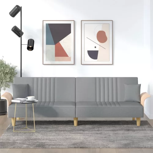 vidaXL világosszürke szövet kanapéágy karfával