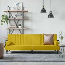 vidaXL sárga szövet kanapéágy karfákkal