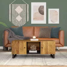   vidaXL tömör mangófa és szerelt fa dohányzóasztal 100 x 54 x 40 cm