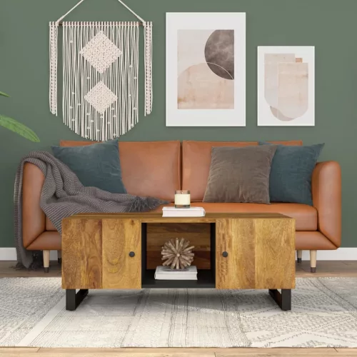 vidaXL tömör mangófa és szerelt fa dohányzóasztal 100 x 54 x 40 cm