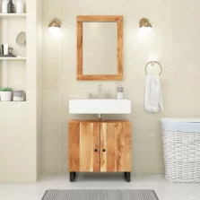 vidaXL tömör akácfa és üveg tükör 70 x 50 cm