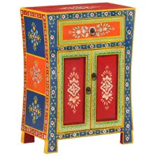   vidaXL kézzel festett tömör mangófa kisszekrény ajtókkal 53x30x74 cm