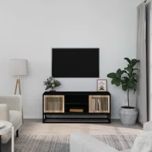   vidaXL fekete szerelt fa és vas TV-szekrény 105 x 30 x 45 cm